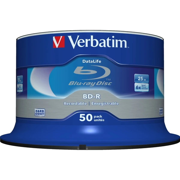 VERBATIM BD-R SL Datalife (50 ks) Blu-Ray/Spindle/6x/25GB - Optické disky - Obrázok A0G2000K01
