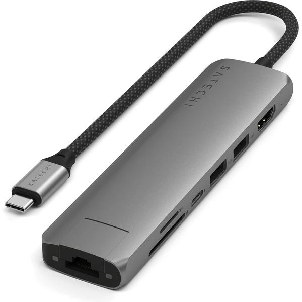 Satechi 7v1 USB-C Slim viacportový adaptér s Ethernetom vesmírne šedý - USB huby - Obrázok A0OC000J01