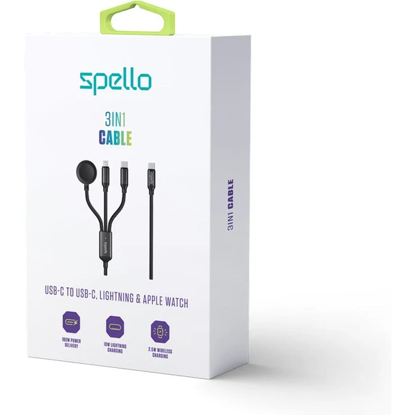Spello 3v1 100W kábel (USB-C, Lightning, Apple Watch) 1,2 m čierny - Káble a redukcie - Obrázok A1H3000J01