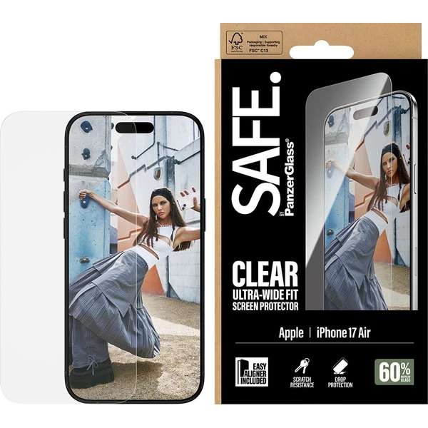 PanzerGlass® SAFE Ultra-Wide Fit sklo Apple iPhone Air s inštalačným rámčekom - Ochranné fólie a sklo - Hlavný obrázok