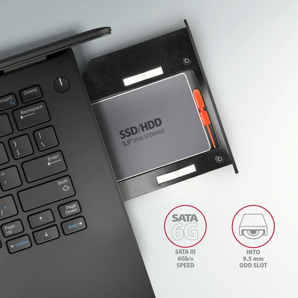 AXAGON RSS-CD09 rámček pre 2.5" SSD/HDD do DVD slotu 9.5 mm - Rámiky na disky - Obrázok A2J0000P01