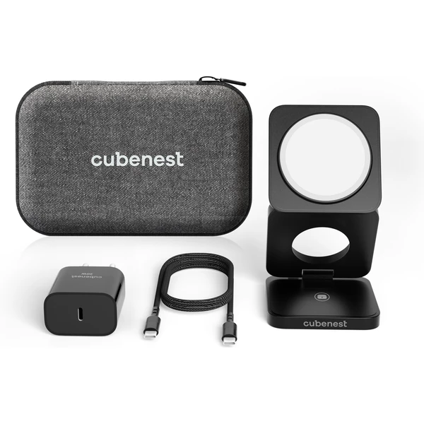 Cubenest S312 Pro 3v1 MagSafe bezdrôtová nabíjačka čierna - Nabíjačky - Obrázok A2J6000601