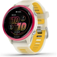Garmin Forerunner 570 42 mm ružová hliníková luneta s bielo-žltým polopriehľadným remienkom - Inteligentné hodinky