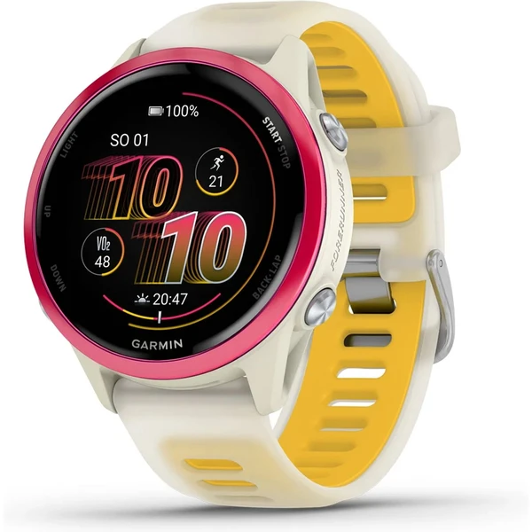 Garmin Forerunner 570 42 mm ružová hliníková luneta s bielo-žltým polopriehľadným remienkom - Inteligentné hodinky - Hlavný obrázok