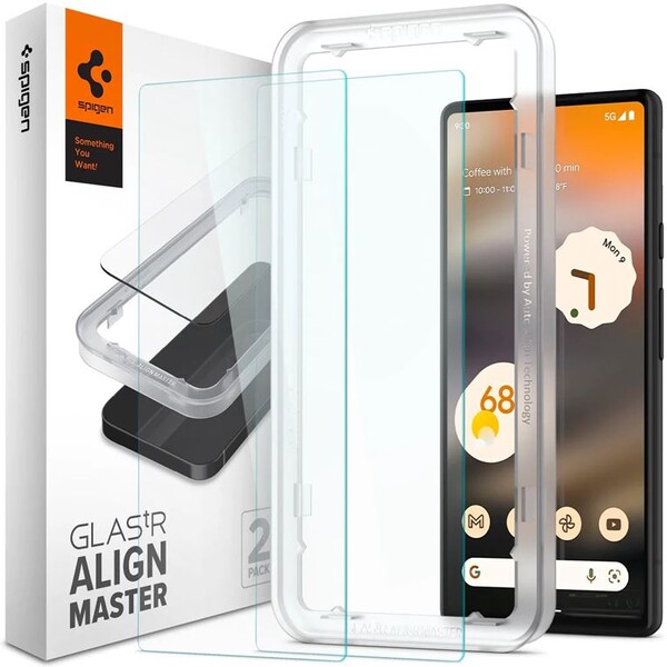 E-shop Spigen Glass AlignMaster 2 Pack tvrdené sklo pre Google Pixel 6a číre