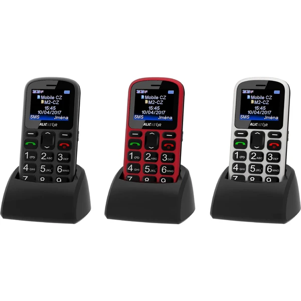 ALIGATOR A321 Senior červený/čierny + stolná nabíjačka - Mobilné telefóny - Obrázok A3PR000501