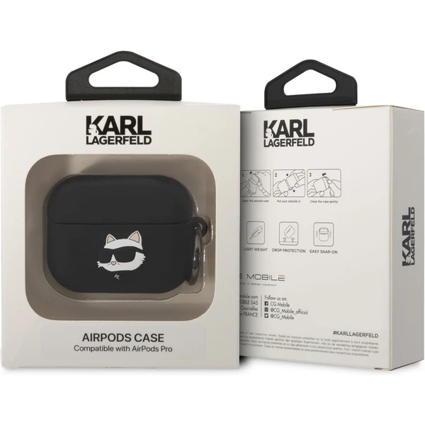Karl Lagerfeld 3D Logo NFT Choupette Head Silikónové púzdro Airpods Pre čierne - Puzdra - Obrázok A40L300401
