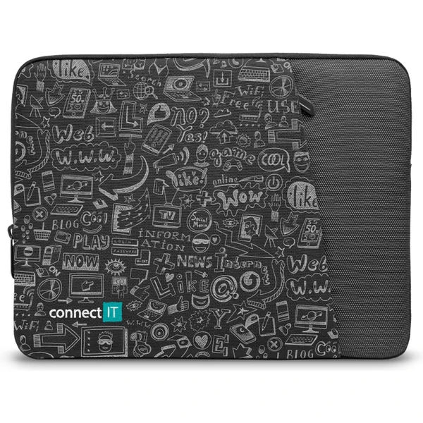 CONNECT IT Doodle púzdro pre notebook 13.3" čierne - Puzdra - Hlavný obrázok