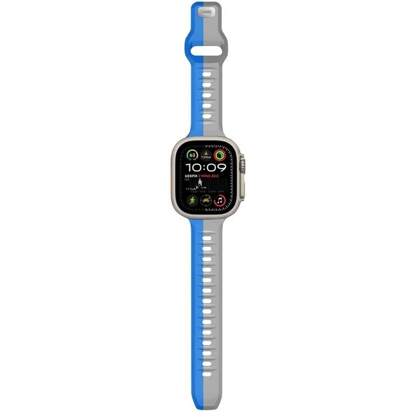 CubeNest Premium Silicon Band remienok Apple Watch 42-49 mm sivý/modrý - Remienky - Obrázok A4UD000O01