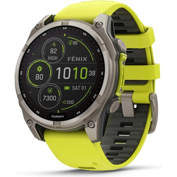 E-shop Garmin Fenix 8 Solar 47mm šedé so žlto-grafitovým pásikom