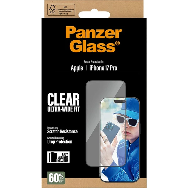 PanzerGlass® Ultra-Wide Fit sklo Apple iPhone 17 Pro s inštalačným rámčekom - Ochranné fólie a sklo - Obrázok A5KH000K01