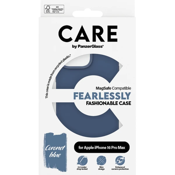 PanzerGlass® CARE kryt Apple iPhone 16 Pro Max MagSafe Fearlessly modrý - Puzdra - Obrázok A608000P01