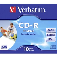 VERBATIM CD-R(10 ks)Jewel/Printable/DLP/52x/700MB - Optické disky
