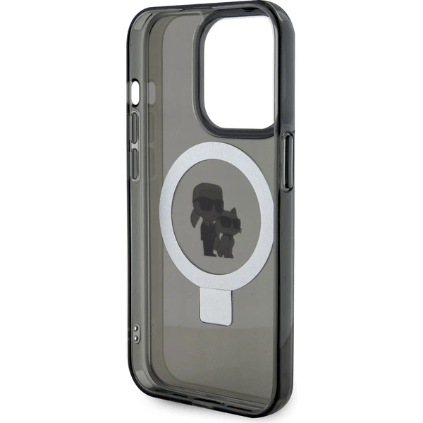 Karl Lagerfeld Ringstand Karl a Choupette MagSafe kryt iPhone 15 Pre čierny - Puzdra - Obrázok A7I8000601