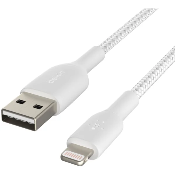 Belkin BOOST Charge Braided Lightning/USB-A odolný kábel, 2m, biely - Káble - Obrázok A899400301