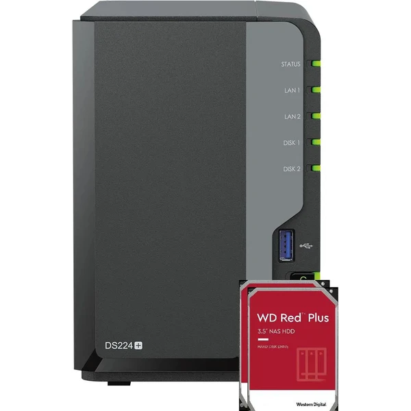Synology DiskStation DS224+, 2-bay NAS, vrátane 2ks HDD 4TB (HAT3300-4T), CPU J4125, RAM 2GB, 2x GLA - Servery NAS - Hlavný obrázok