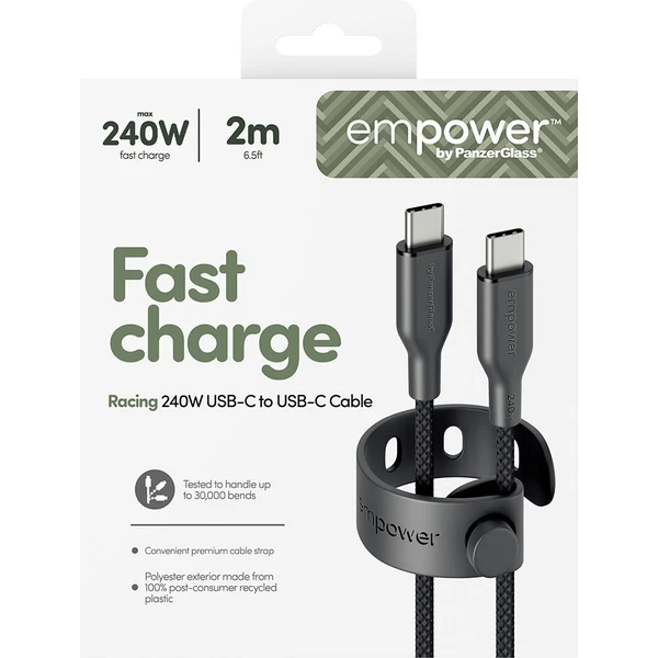 PanzerGlass USB-C/USB-C napájací kábel 240W 2m čierny - Káble a redukcie - Obrázok AA3J000K01