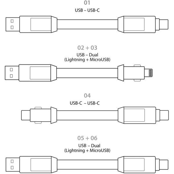 inCharge 6 nabíjací a dátový kábel 6v1 sivý - Káble - Obrázok AAUH400301