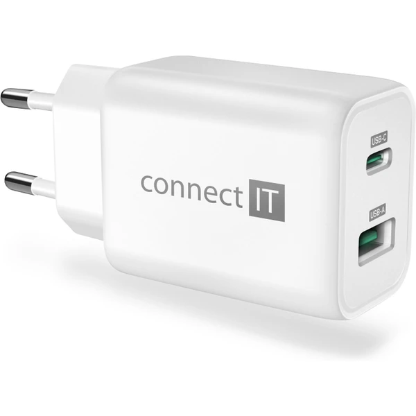 CONNECT IT Wanderer2 GaN nabíjací adaptér 1×USB-C + 1xUSB-A biely 33W PD - Nabíjačky - Hlavný obrázok