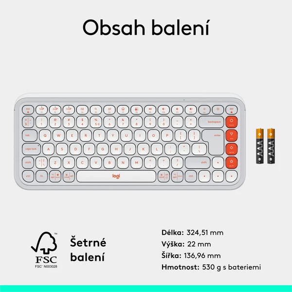 Logitech POP ICON KEYS (US) klávesnica biela - Klávesnice - Obrázok ABU8000O01