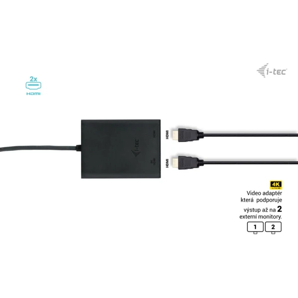 i-tec USB-C/2x HDMI redukcia čierna - Káble a redukcie - Obrázok ACAS100501