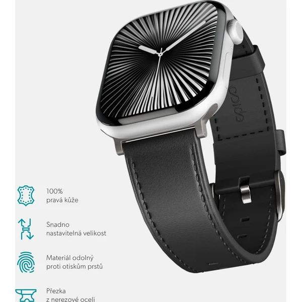 Epico Watch kožený remienok pre Apple Watch 38/40/41/42mm čierny - Remienky - Obrázok ACML000K01