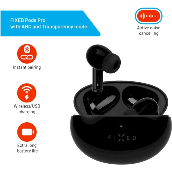 FIXED Pods Pre TWS bezdrôtové slúchadlá s ANC čierna - Slúchadlá - Obrázok AD01000L01