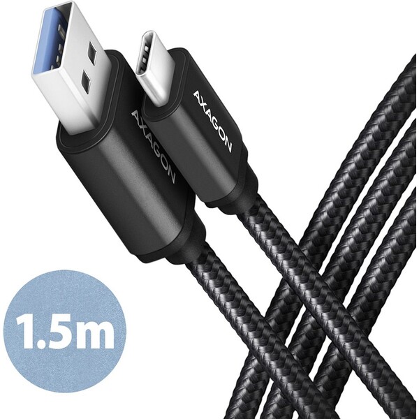 E-shop AXAGON USB-C/USB-A napájací kábel 1,5m čierny