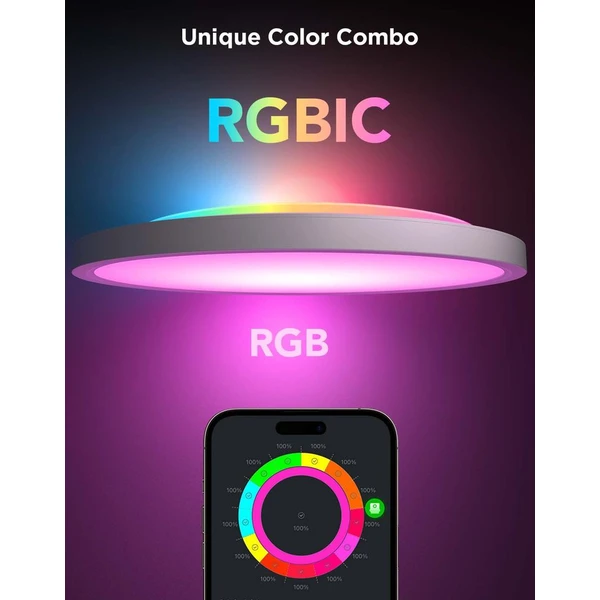Govee RGBICWW Smart okrúhle stropné svetlo 2400lm 30cm Matter biele - Inteligentné osvetlenie - Obrázok AFQK000K01