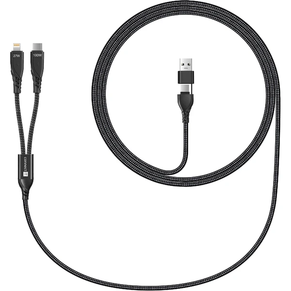 CONNECT IT Wirez 4v1 napájací kábel 100W 1,25m čierny - Káble a redukcie - Obrázok AFTG000K01