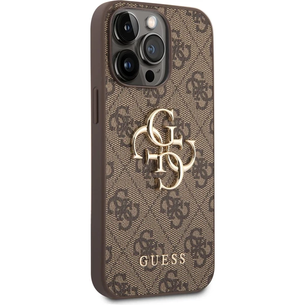 Guess PU 4G Metal Logo kryt iPhone 14 Pro Max hnedý - Puzdra - Obrázok AFUF100501