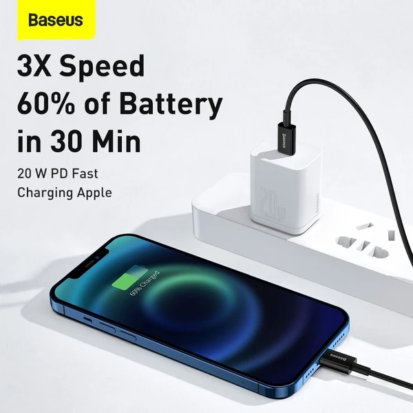Baseus Superior USB-C/Lightning napájací kábel 20W 2m čierny - Káble a redukcie - Obrázok AGF9700301