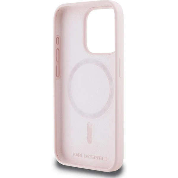Karl Lagerfeld Liquid Silicone Double Heads Magsafe zadný kryt iPhone 15 Pre ružový - Puzdra - Obrázok AHP5000J01