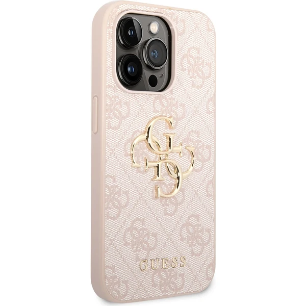 Guess PU 4G Metal Logo kryt iPhone 14 Pro ružový - Puzdra - Obrázok AHUF100501