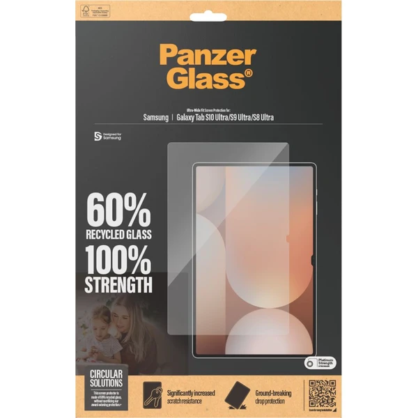 PanzerGlass® Ultra-Wide Fit sklo Samsung Galaxy Tab S10 Ultra/S9 Ultra/S8 Ultra číre - Ochranné fólie a sklo - Obrázok AKPE000N01