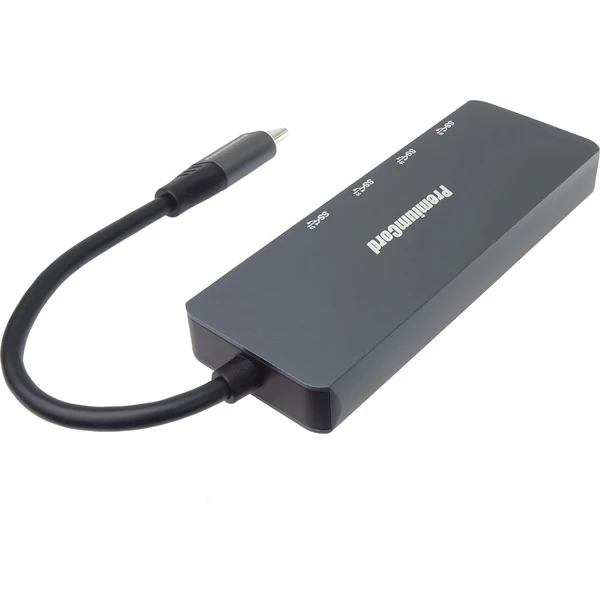 PremiumCord SuperSpeed ??4v1 USB-C Hub antracitový - USB huby - Obrázok AL4L000K01
