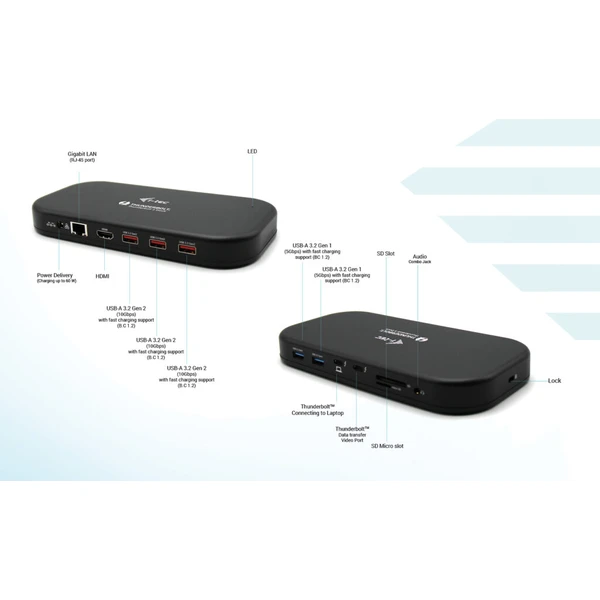 i-tec Thunderbolt 3 Dual 4K Docking Station + Power Delivery - Dokovacie stanice - Obrázok ALIXF00101