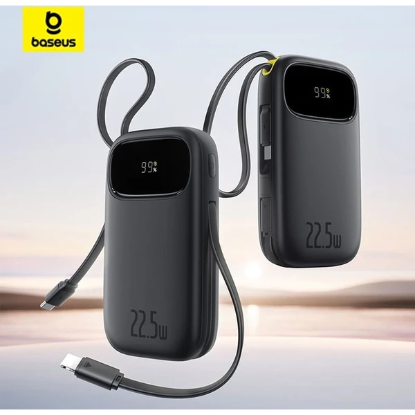 Baseus EnerFill FC31 Qpow 3 10000mAh powerbanka, 22,5 W, s káblom USB-C a Lightning čierna - Powerbanky - Obrázok AMBQ000K01