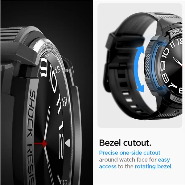 Spigen Rugged Armor Pre púzdro Samsung Galaxy Watch6 Classic 47mm čierne - Puzdra - Obrázok AOV3000N01