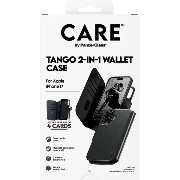 PanzerGlass® CARE Tango 2v1 Wallet púzdro s MagSafe Apple iPhone 17 čierne - Puzdra - Obrázok ARDH000K01