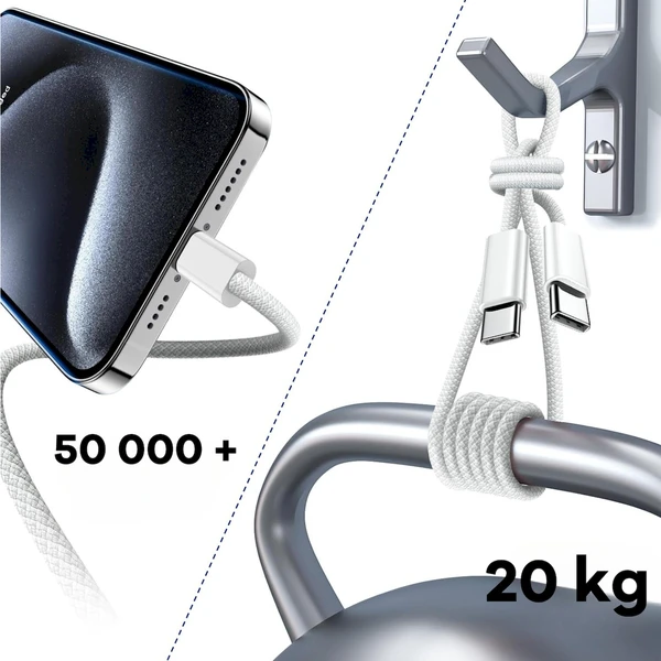 Cubenest zapletený USB-C/USB-C napájací kábel 60W 1m farebné 4ks - Káble a redukcie - Obrázok ASD5000O01