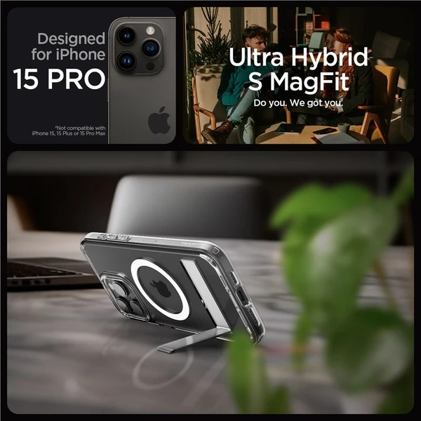 Spigen Ultra Hybrid S MagFit kryt iPhone 15 Pro číry - Puzdra - Obrázok ASW8000601