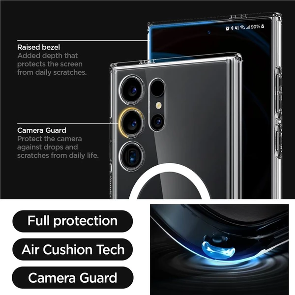 Spigen Ultra Hybrid OneTap Metal Ring MagFit kryt Samsung Galaxy S24 Ultra biely - Puzdra - Obrázok AT91000P01