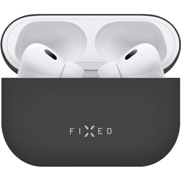 FIXED Silky silikónové púzdro pre Apple AirPods Pro/Pro 2 čierne - Puzdra - Hlavný obrázok