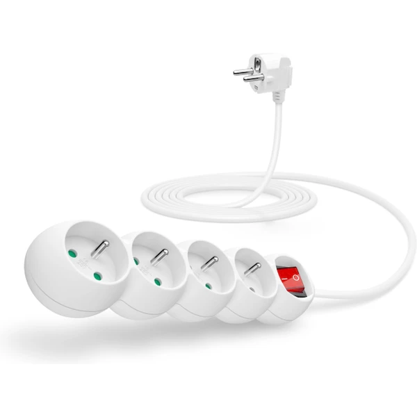 CONNECT IT predlžovací kábel 230V 4 zásuvky s vypínačom 3m biely - Zásuvky - Hlavný obrázok