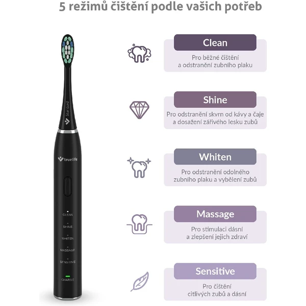 TrueLife SonicBrush Clean30 sonická zubná kefka čierna - Zubné kefky - Obrázok B1H0000P01