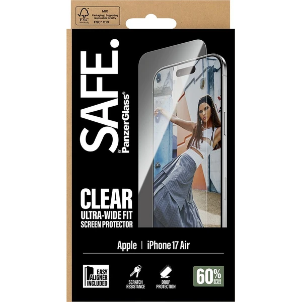 PanzerGlass® SAFE Ultra-Wide Fit sklo Apple iPhone Air s inštalačným rámčekom - Ochranné fólie a sklo - Obrázok B1KH000K01