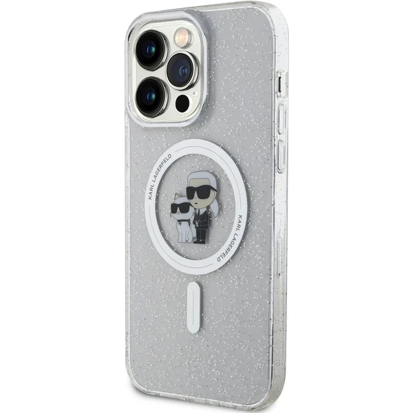 Karl Lagerfeld IML Glitter Karl a Choupette MagSafe kryt iPhone 15 Pre Max číry - Puzdra - Obrázok B1X4000701