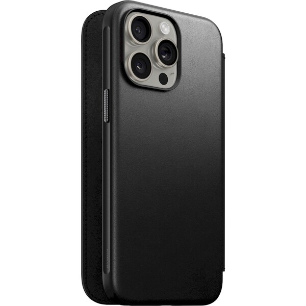 Nomad Modern Leather Folio iPhone 15 Pro Max čierny