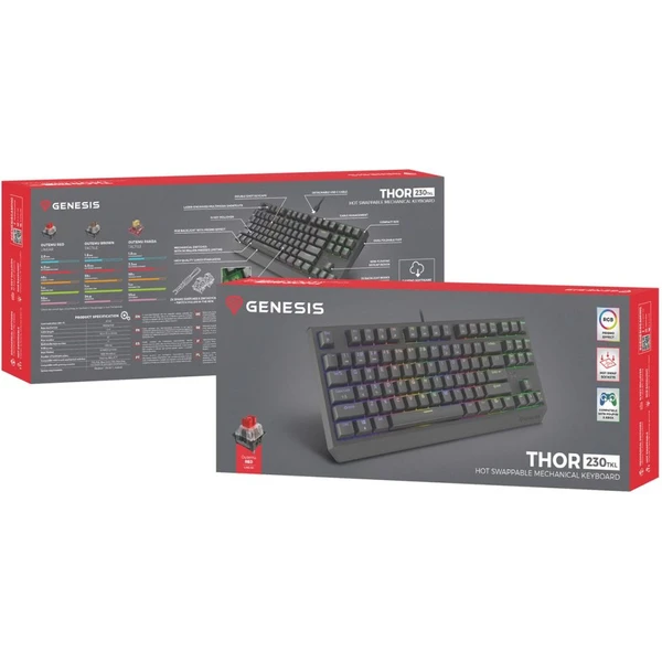 Genesis THOR 230 TKL RGB mechanická klávesnica čierna Outemu Red - Klávesnice - Obrázok B3I5000O01